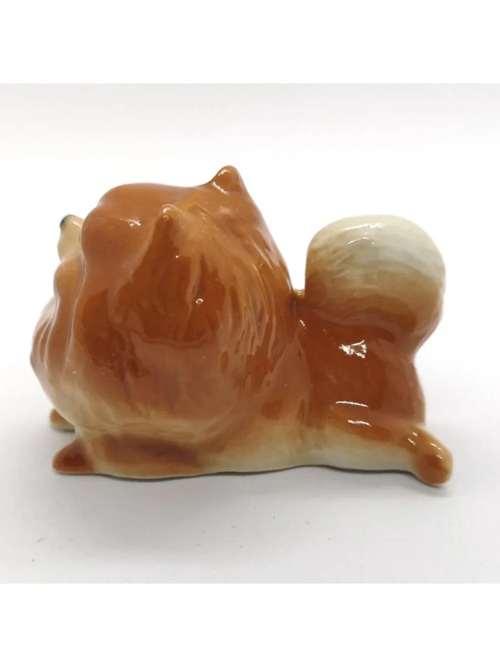 Charming Handmade Ceramic Pomeranian Figurine | Cute Dog Lover Shelf Decor